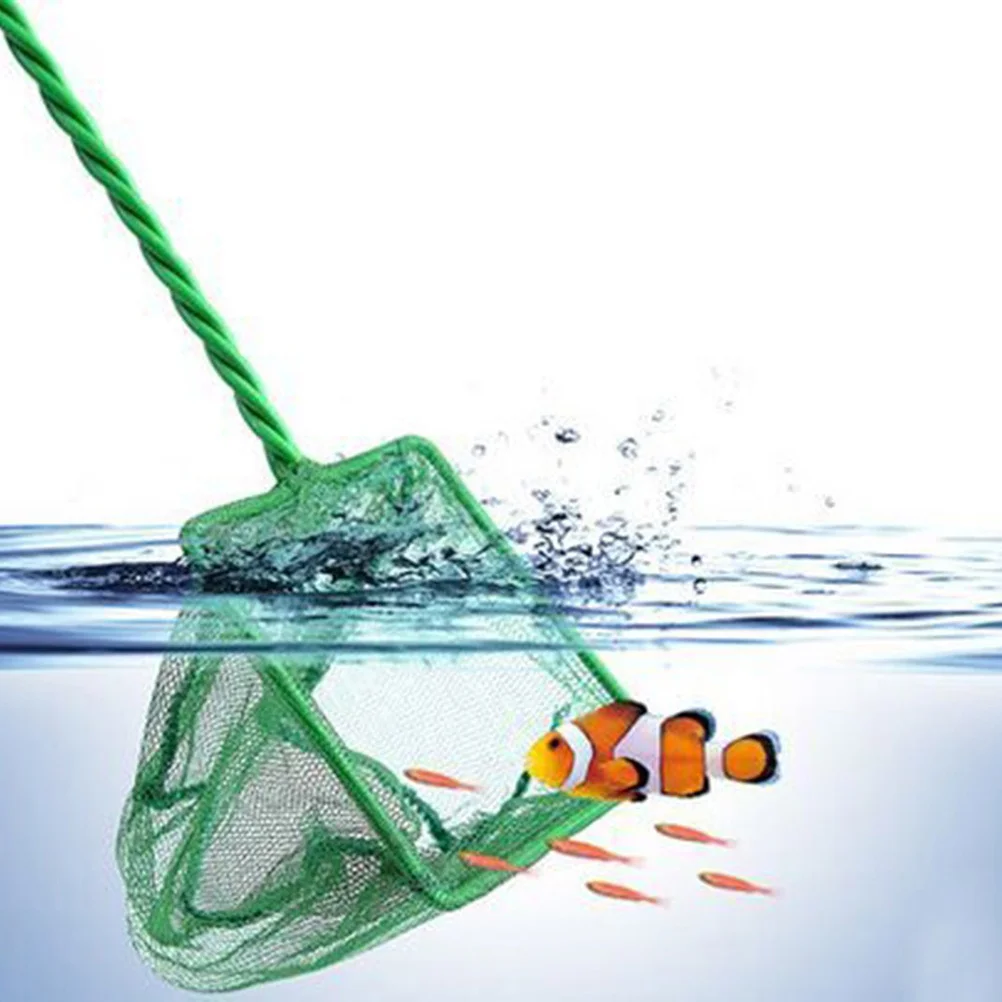 Rede grande verde para tanque de peixes, coletor de malha para aquário com alça longa e durável, especialmente projetado para peixes e plantas pequenas
