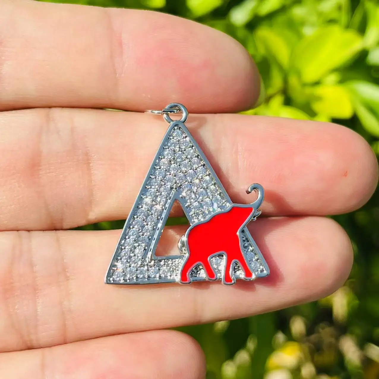 5Pcs Zircon Pave Metal Delta Sorority Symbol Charms Jewelry Accessories for Women Bracelet Making