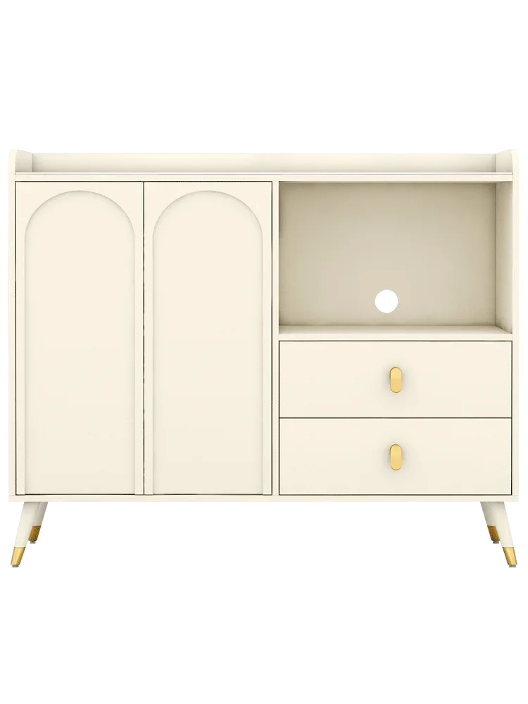 

05-*Cream wind rock slab dining side cabinet Small apartment kitchen Large capacity storage Simple multi-functional cupboard