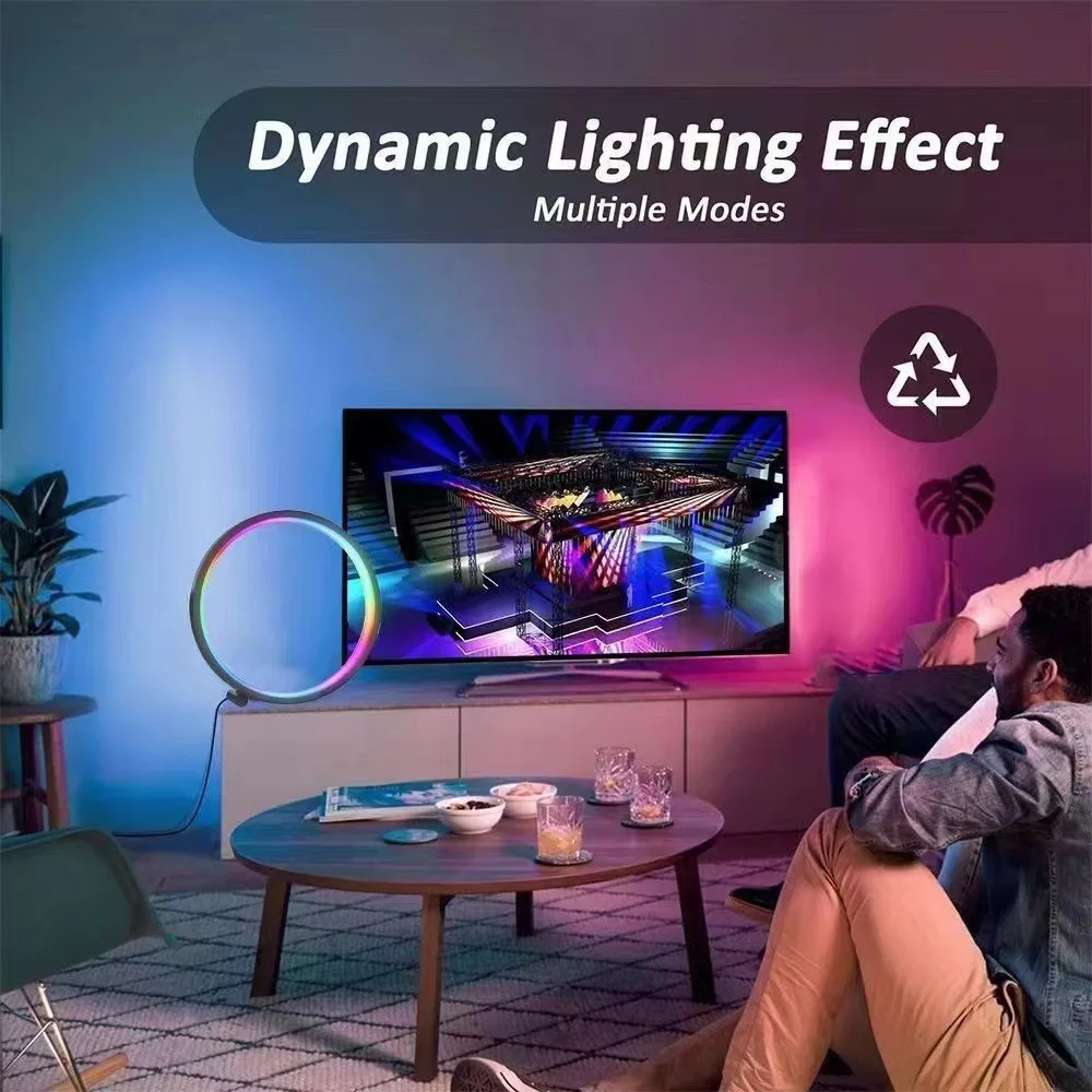 25CM LED Table Lamp Bedroom Circular Desk Lamps For Living Room Colorful Dimmable Bedside Lamp Round Night Light Decoration