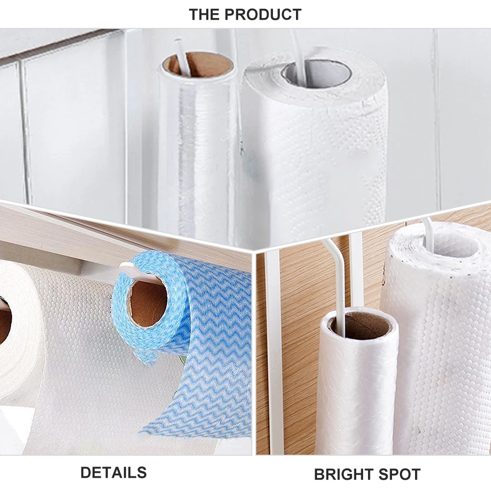 

Wall Mounted Paper Holder Towel Rack Bathroom Kitchen Organizer Hanger Vintage Design No Installation Needed for for Home