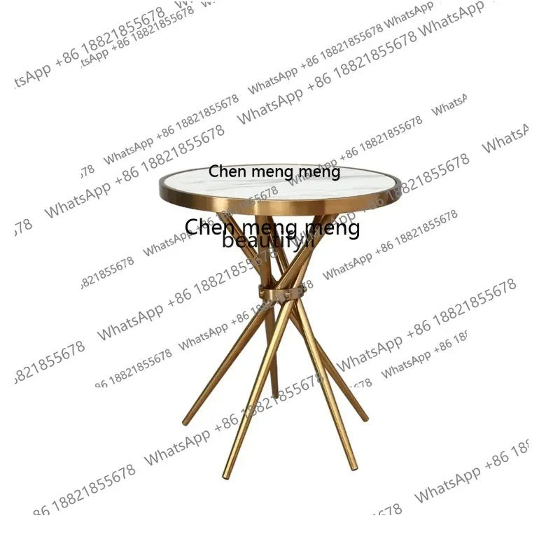 new Stainless Steel Small round Table Mild Luxury Marble round Living Room Dining Table Steel Glass Negotiation Table and Chair