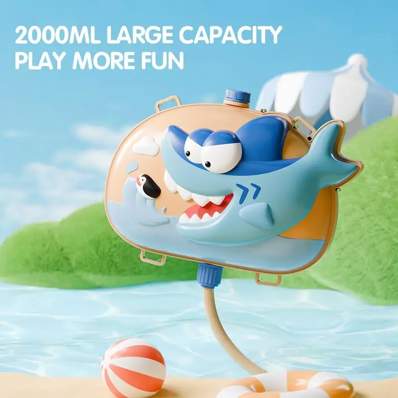 Pistola de água automática animal água esguicho armazenamento mochila pull-out ao ar livre praia piscina jogo de tiro água jogando brinquedo presente do miúdo