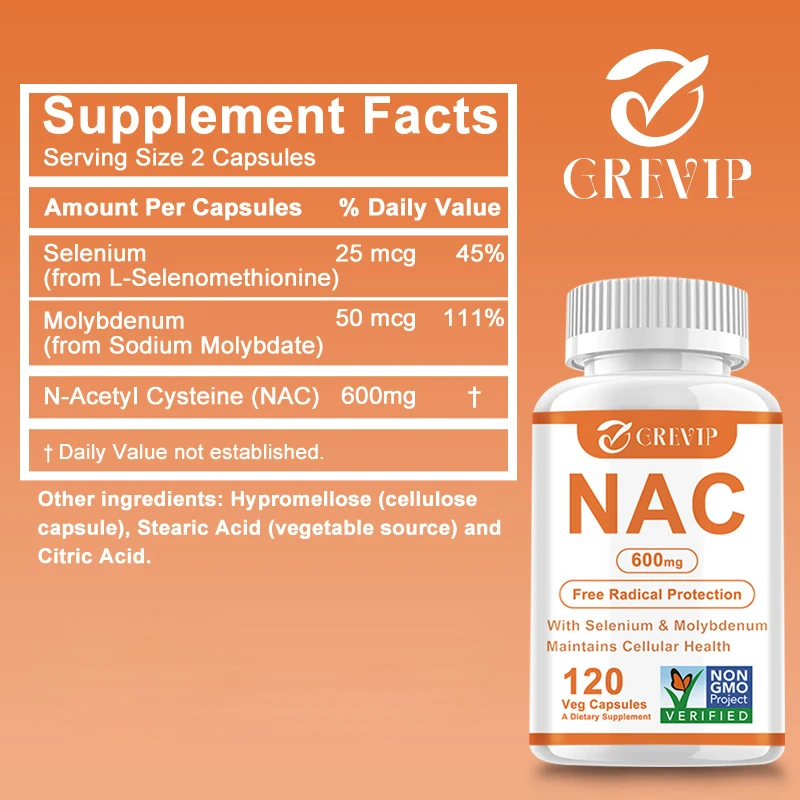 NAC (N-Acetyl Cysteine) 600 Mg - Protects Against Free Radicals and Maintains Cellular Health