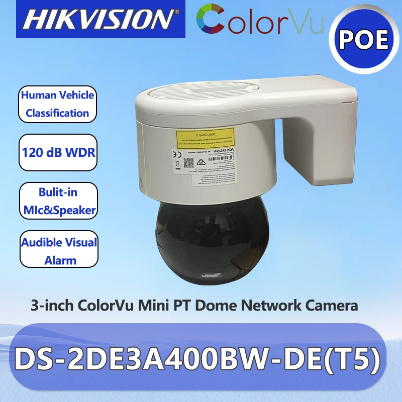 

Hikvision 3-inch 4MP ColorVu Mini Camera Support POE Built-in MIC and Speaker Surveillance PT Camera DS-2DE3A400BW-DE(T5)