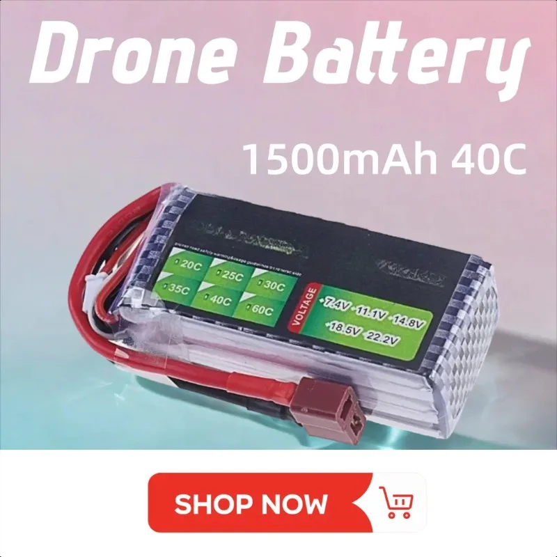 

11.1V Lipo Battery 1500mAh 40C T XT60 Plug for FPV Airplane Drone Remote Control Toys 3S Battery
