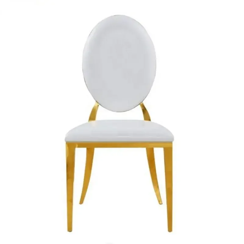 Hotel New Modern Gold Stainless Steel Round Back Dining Chair Banquet Wedding