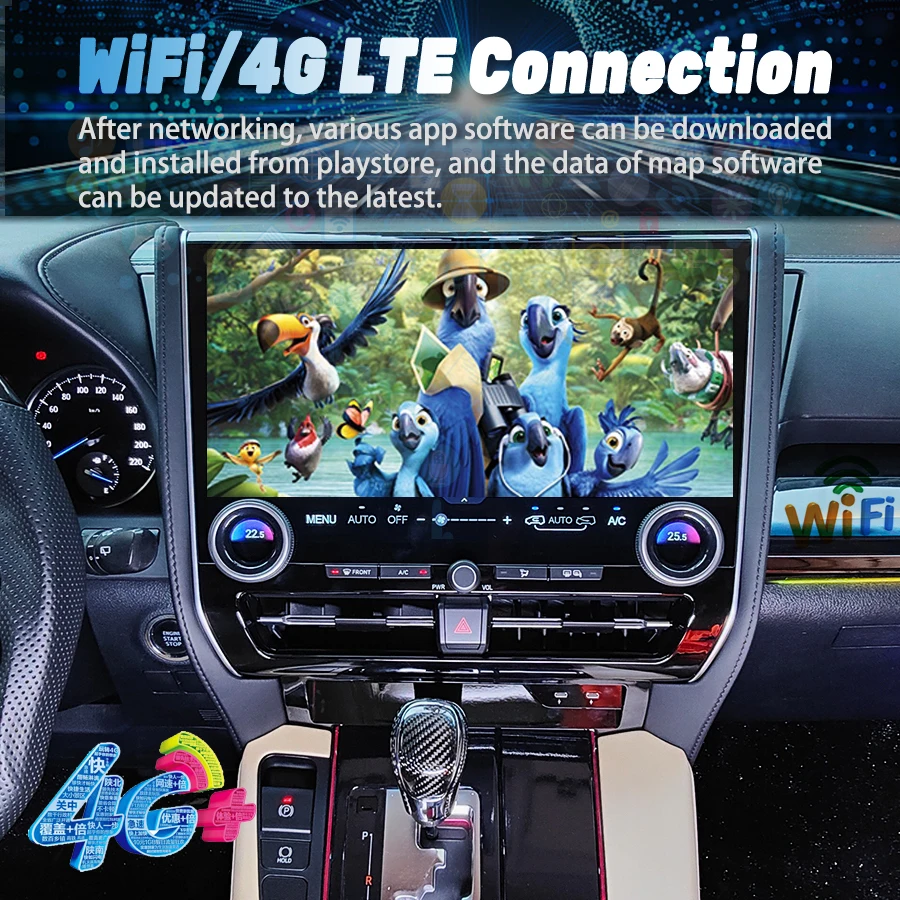 T For Toyota Alphard Vellfire 30 Series 2015-2019 40 Style Upgrade Android 13 Car Stereo 15.7Inch GPS Navi 4G CarPlay Multimedia