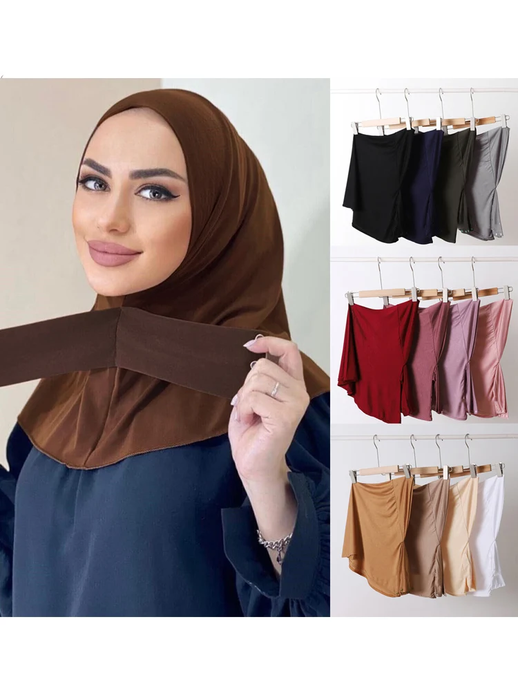 Klassieke Islam Vrouwen Klaar Om Te Dragen Drukknoop Hijaabs Voor Vrouw Volledige Cover Hoofd Wraps Sjaal Tulband Caps Turbante Mujer