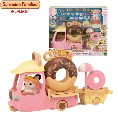 실바니안 가족 만화 캐릭터 도넛 자동차 소녀, 놀이 집 장난감, 시뮬레이션 동물 인형, 어린이 선물 