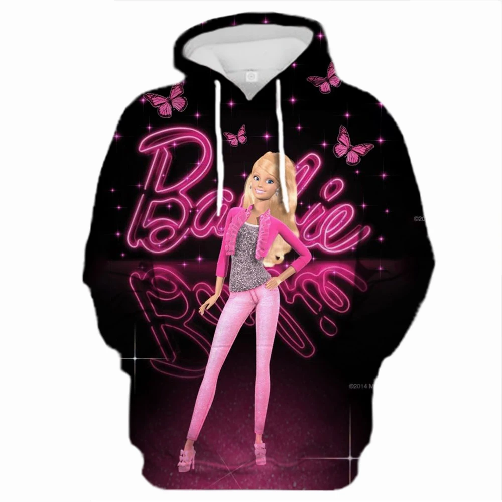 Barbie Hoodies Casual Girls Y2K Sweetness Sweatshirts Autumn Pullover Trendy Letter Print Hooded Sweater Long-Sleeved Women Gift