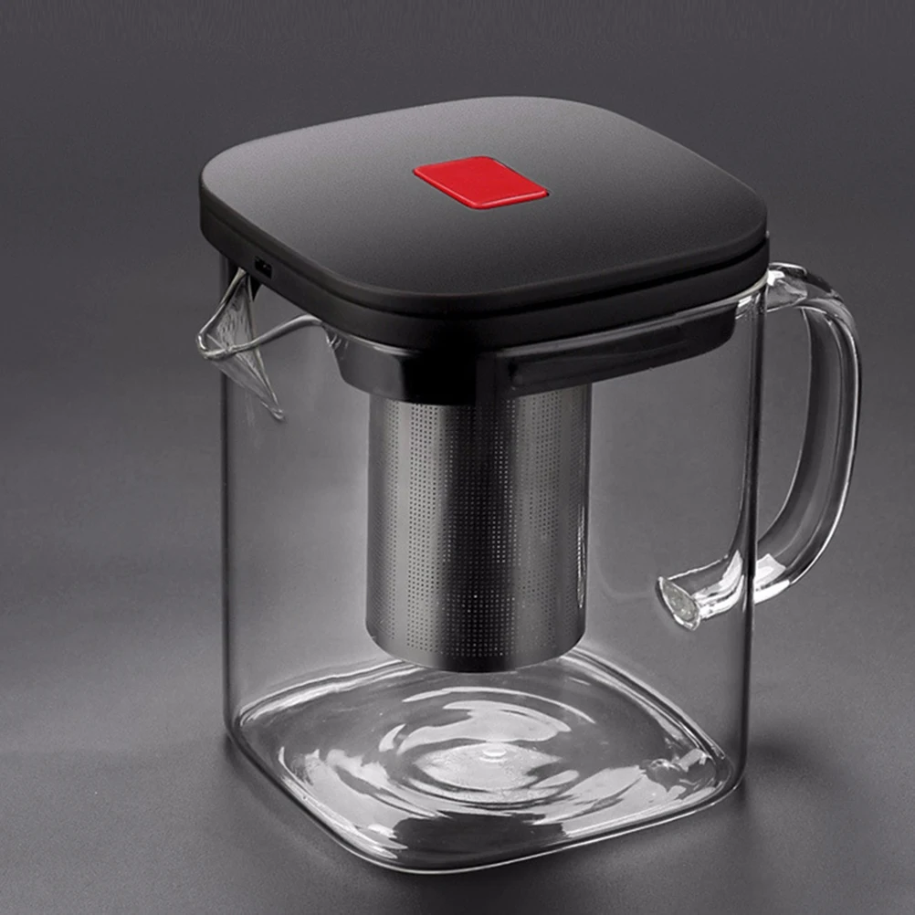 

1Pcs Glass Teapot 1000ml Heat Resistant High Borosilicate Tea Pot Anti Slip Concave Bottom Air Vent Lid Home Office Outdoor Use