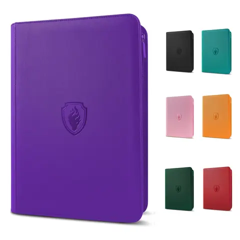 9 Pocket Zipper Card Binder, 360 Trading Card Holder Book, Premium PU Cover Zip Binder for Cards, Durable Side Loading Card