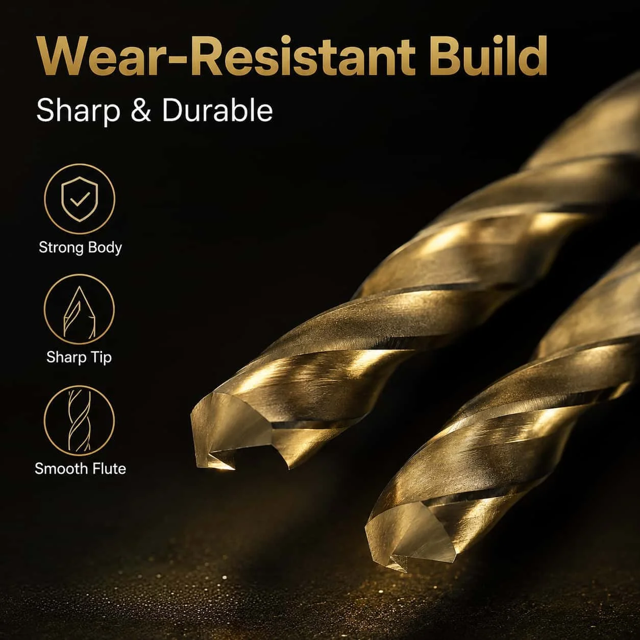 9mm HSS‑Ti Coated Twist Drill Bit Sharp 135 Degree Tip for Steel Aluminum Wood Plastic Drilling Work