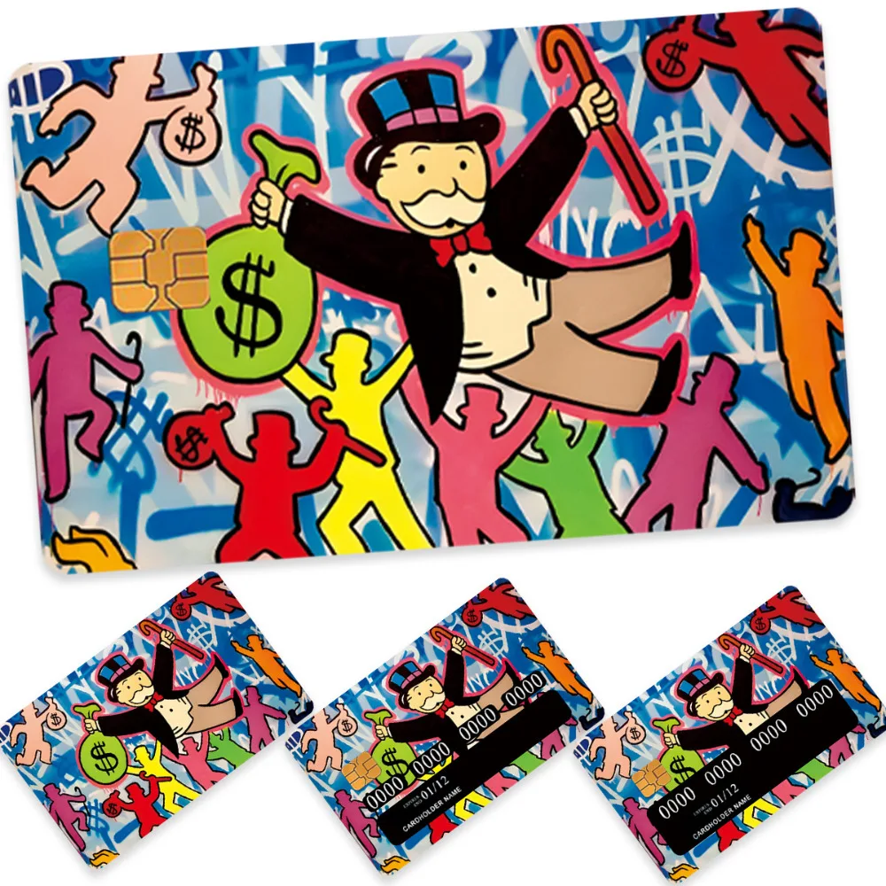 Cartoon Alec Monopoly Canvas Painting Graffiti Millionaire Money Sticker Tape for Bank Debit Card Credit Card Protection Sticker