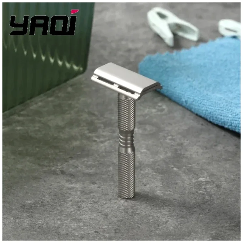 YAQI Ghost Multiple Thread Pattern Titanium Light Weight Safety Razor Men Shaving Products Wet Shave Tools Best Gift for Men