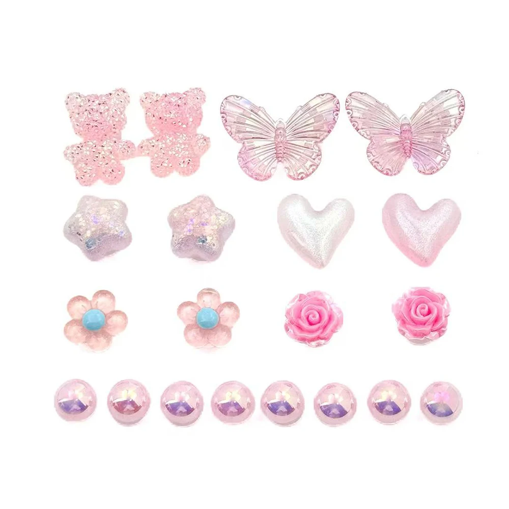 20Pcs Fashion Shoe Charms Set for Sandals Clogs Pins DIY Accessories Pink Butterfly Personalized Sneaker Decorations for Women