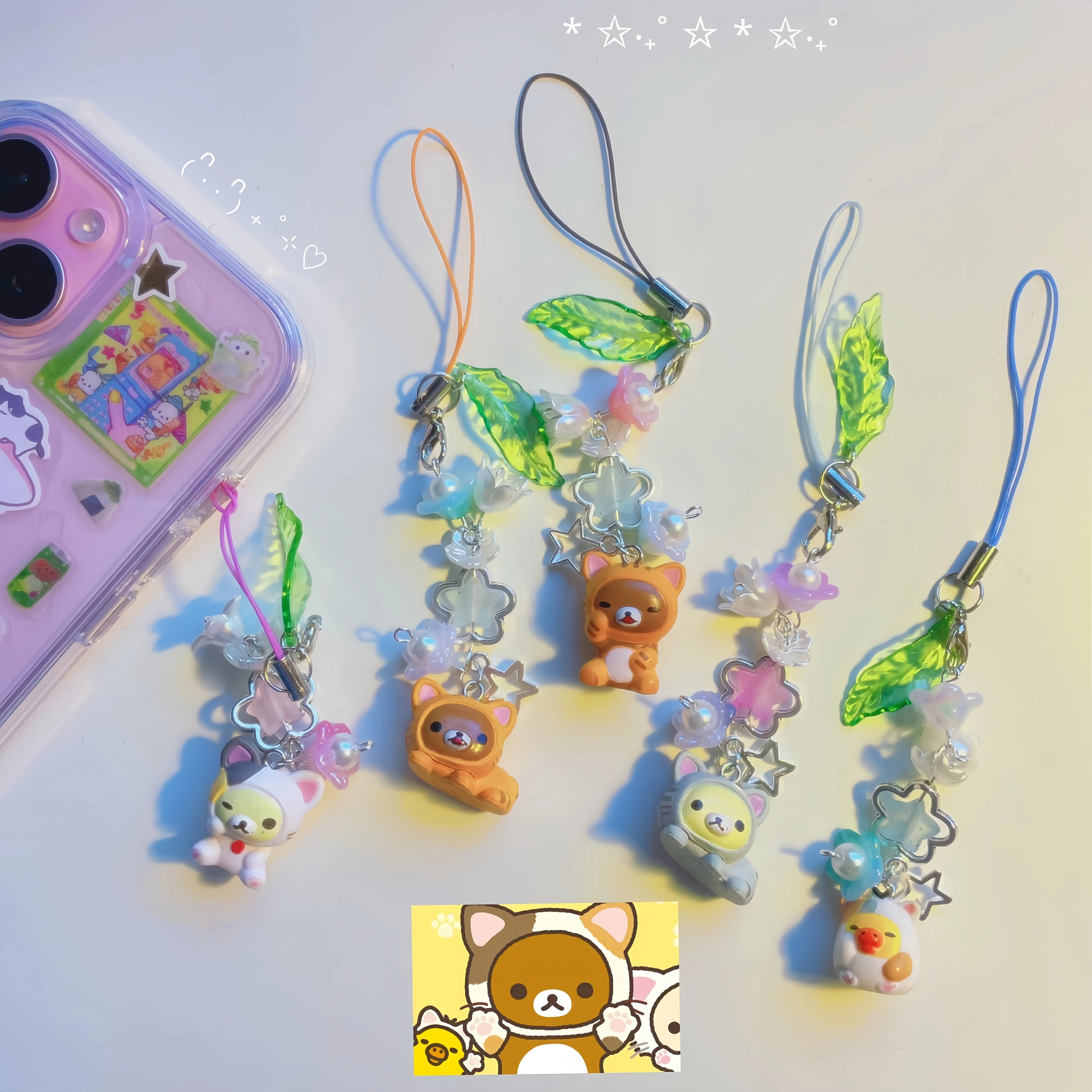 Phone Accessories Ideas - Rilakkuma Cat Phone Charms, Adorable Rilakkuma