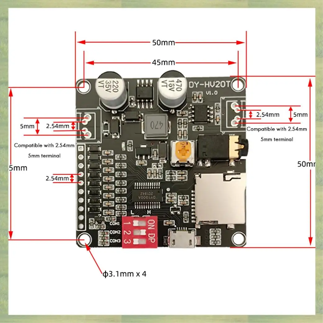 N15R-DY-HV20T Voice Playback Module 12V/24V Power Supply 10W/20W Amplifier Support Micro-SD Card MP3 Music Player For Arduino