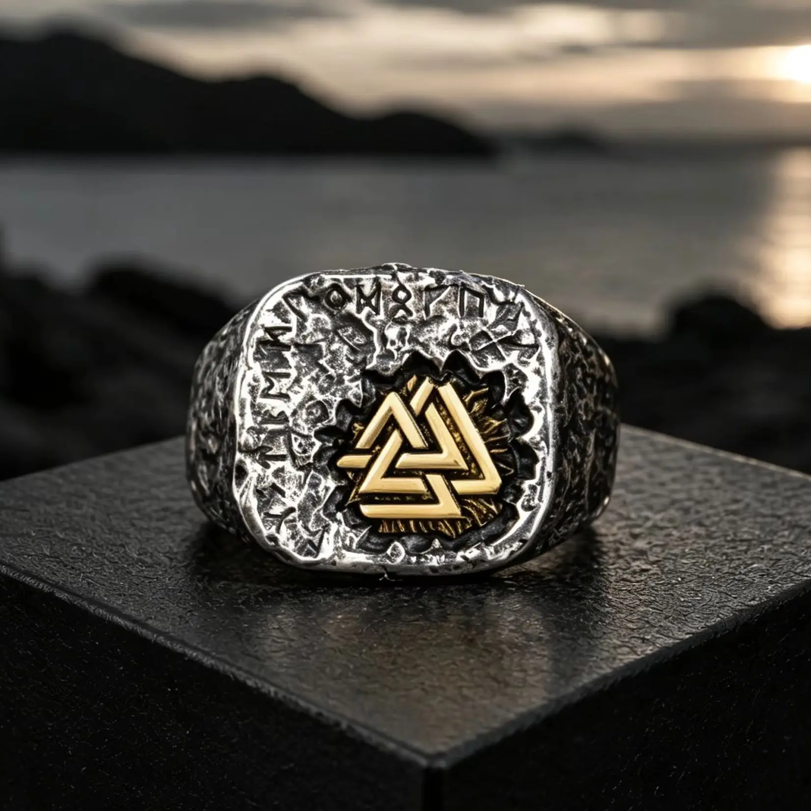 925 Sterling Silver Vintage Nordic Viking Valknut Rune Totem Ring Inlaid Copper Adjustable Retro Punk Biker Tail Band Jewelry fo