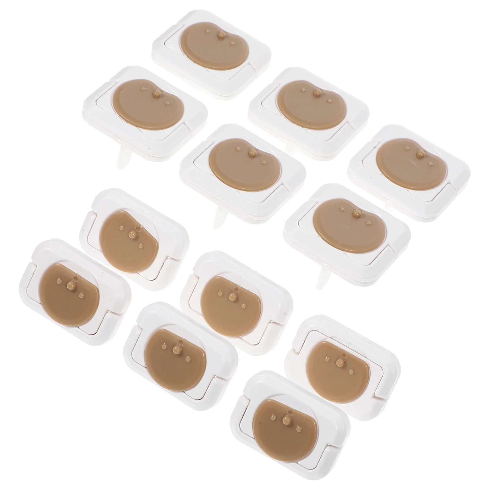 

12pcs Socket Protection Cover Outlet Covers Baby Proofing Anti Shock Safety Plastic Brown 6 Three Two Phase Durable