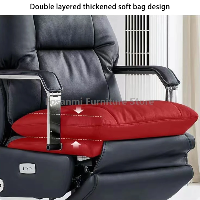 Ergonomie en cuir bureau chaise pivotante électrique maison doux épais coussin chaises d'ordinateur jeu confortable chaise de bureau avec roue