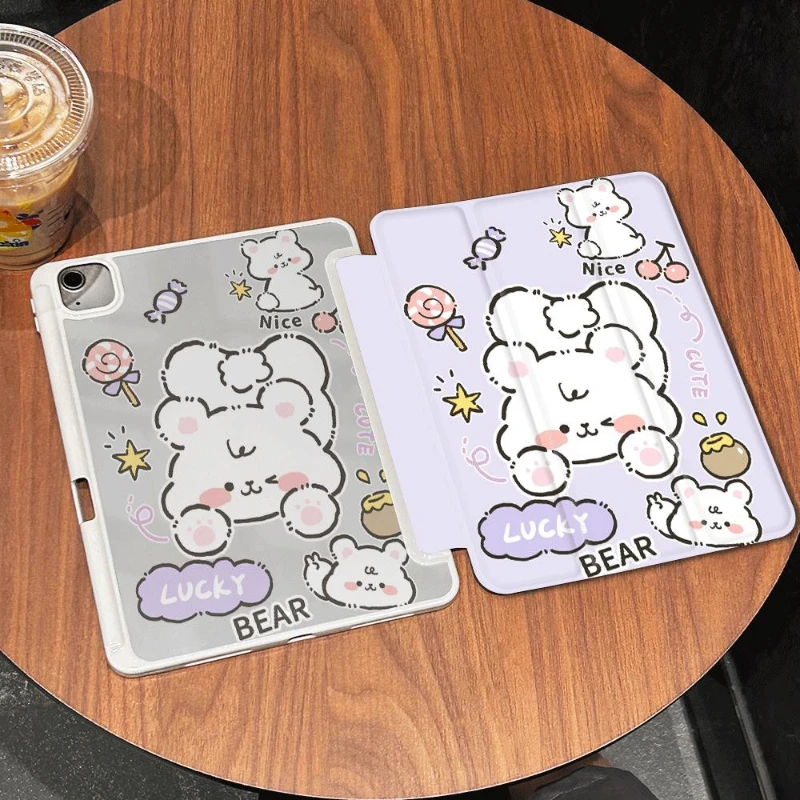 Tri-fold Funda Lollipop Bunny для Ipad Mini6 8.3 Ipad 5th 6th 9.7 IPad 10-го поколения 10.2 7th 8th 9th Gen Pro 11-дюймовый корпус ПК