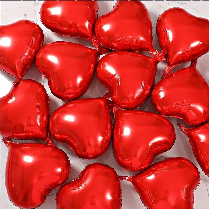 Globos de helio para el Día de San Valentín, película de aluminio, espejo de Metal de Color rojo, corazón de amor, decoración de fiesta de boda, 18 pulgadas