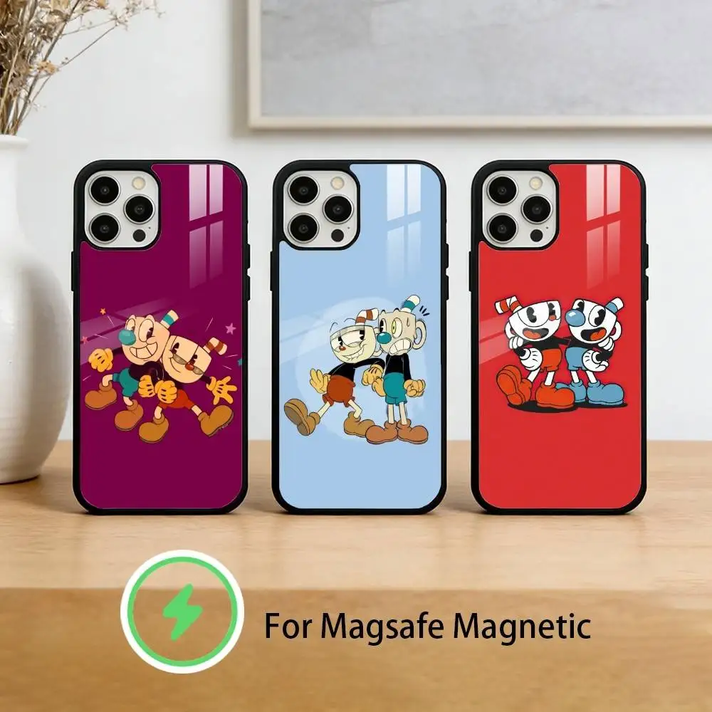 

Cute CupHead And MugMan Phone Case For iPhone 17/16/15/14/13/12/Plus/Pro/Max for Magnetic Wireless Charging