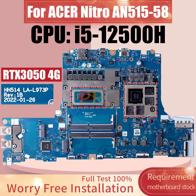 Imagem -02 - Placa-mãe para Laptop Acer Nitro 4g An51558 La-l973p Srlcy I512500h Gn20-p0-a1 Rtx3050 Mainboard