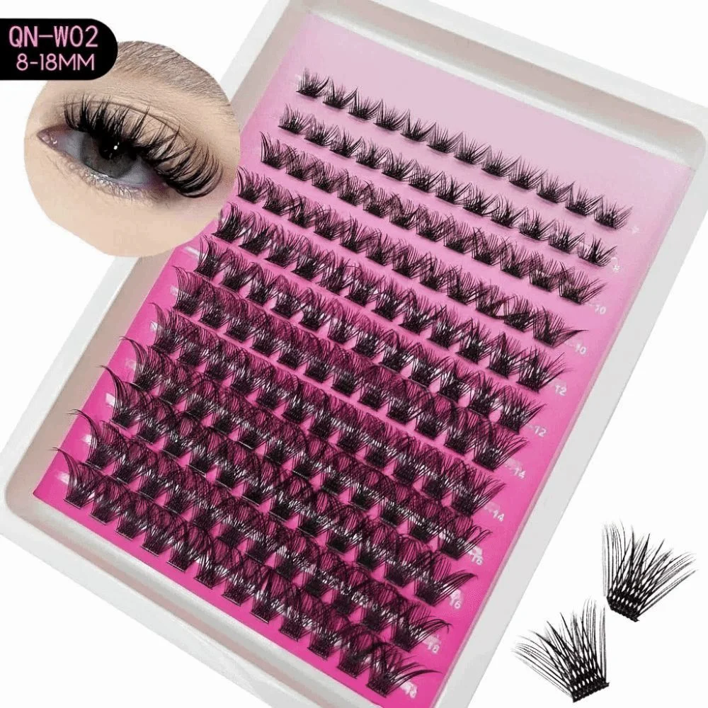 

3D Mink Effect Segmented False Eyelashes 8-18mm Large Capacity Fake Eyelash Set Natural Anime Look Soft Fluffy Cluster Lashes