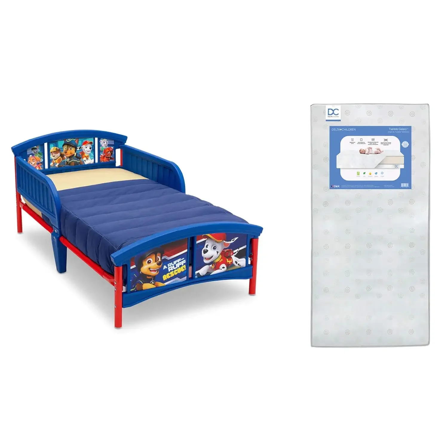 

Plastic Toddler Bed, Nick Jr. PAW Patrol Twinkle Galaxy Dual Sided Recycled Fiber Core Toddler Mattress (Bundle)