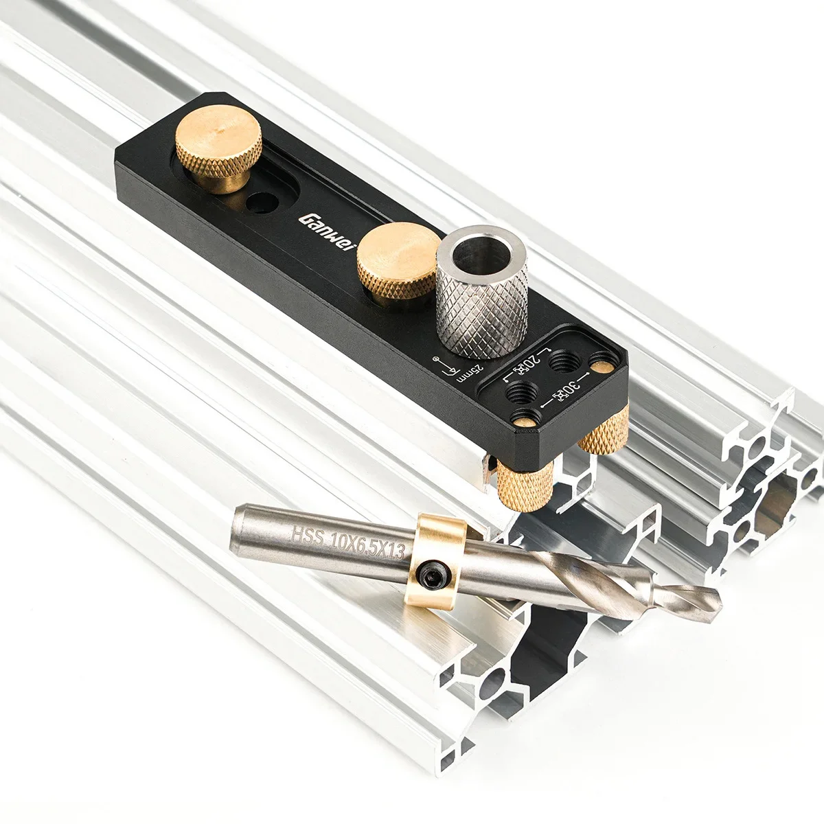 

Aluminum Profile Track Drill Guide for Vertical Puncher for 20#30#40# Aluminum Profiles, With Sliders and M6 Countersunk Step Dr