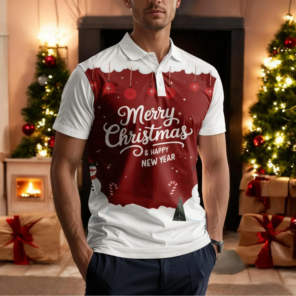 2026 New Christmas themed Fashion Polo shirt Clothing Unisex Christmas T-Shirt Christmas Holiday T-Shirt3d Full Man And Women