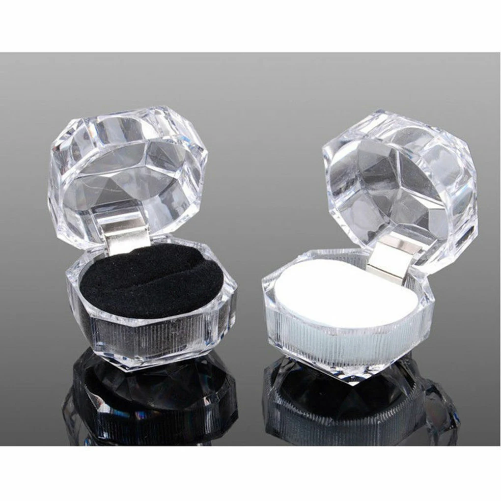 Transparent Jewelry Box Ring Earring Ear Stud Storage Case Soft Cushion Design Jewelry Case