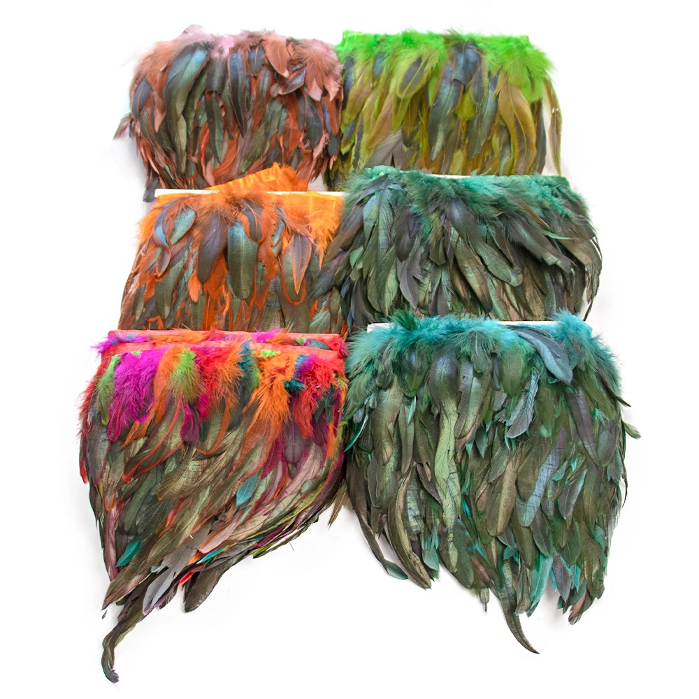 15-20cm Natural Rooster Feathers Trim Fringe for Handicraft Sewing Plumes Ribbon Carnival Party Clothing Decorate Accessories