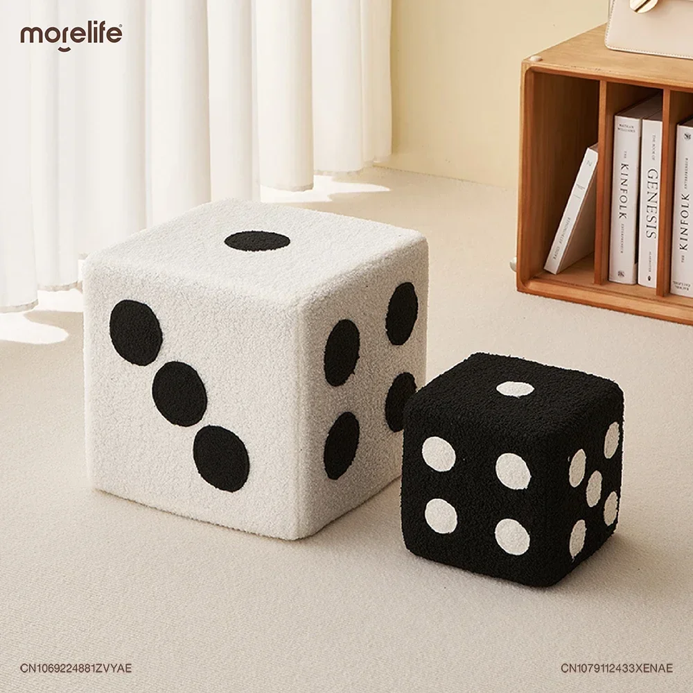 Dice Cube Shoe Mudando Stool, Criativo Footstool, Otomano, Sala de estar, Cordeiro Fur Fun Stool, Pedais, Mobília para casa