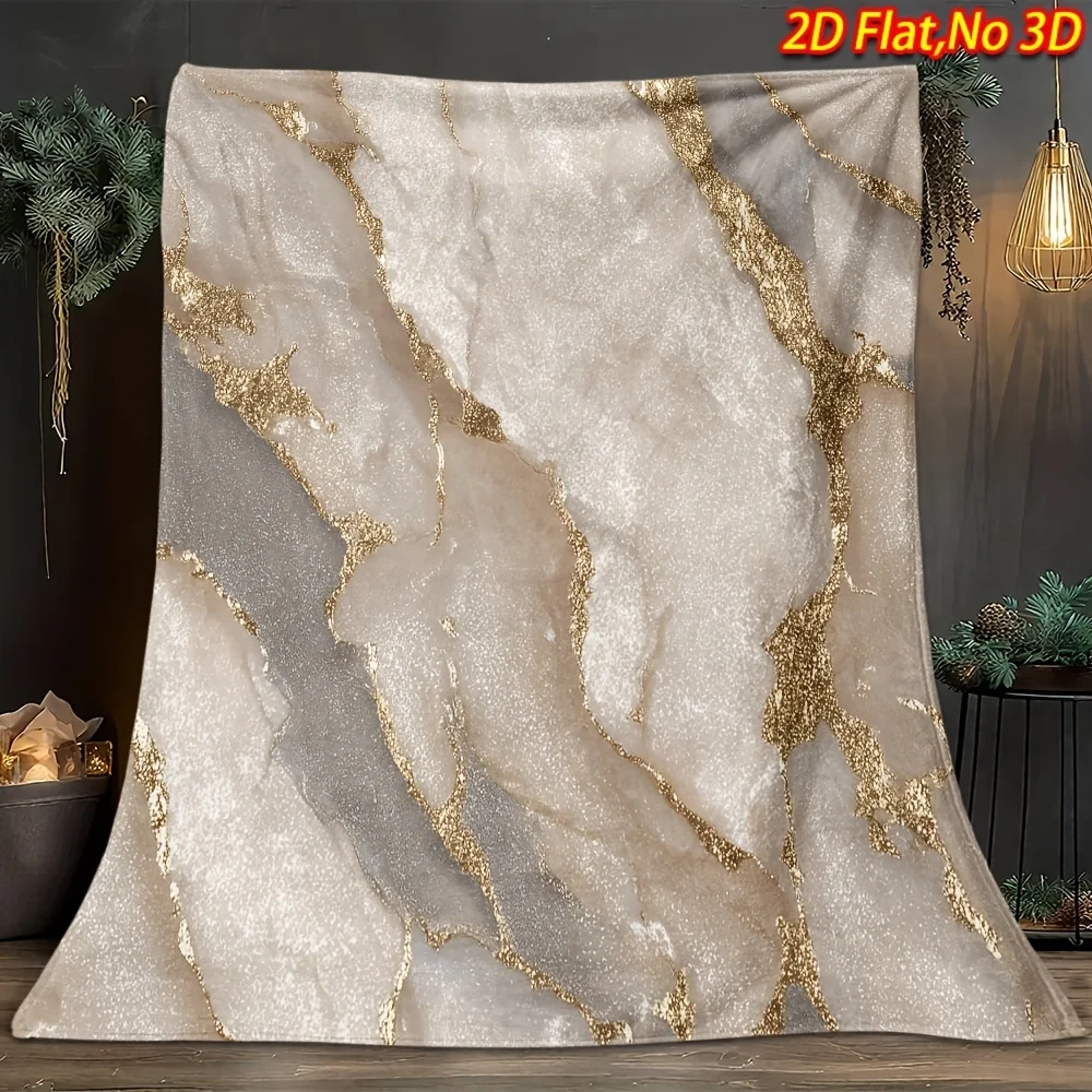 Deep‑Tone Marble Golden Crack Pattern Throw Blanket Eye‑Catching Visual Decor for Couch Bed Leisure Indoor Settings
