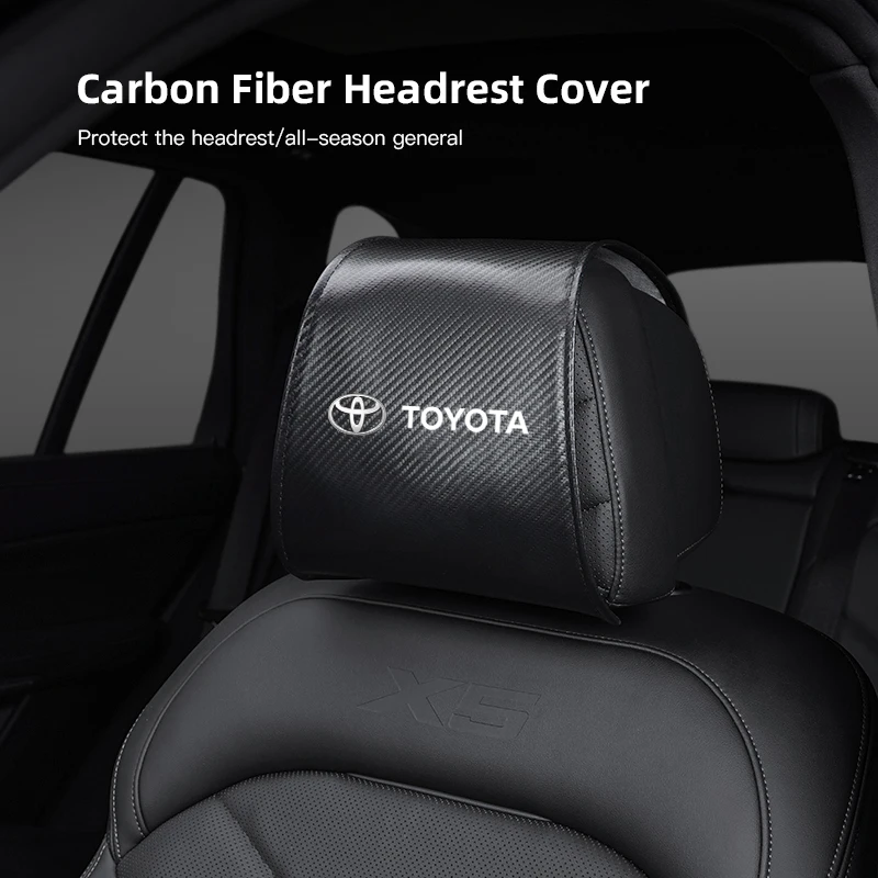 2Pcs Car Headrest Cover Seat Head Pillow Neck Mat Sleeve For Toyota 86 Mirai Supra Prado Alphard Vellfire Crown Sequoia Venza Av