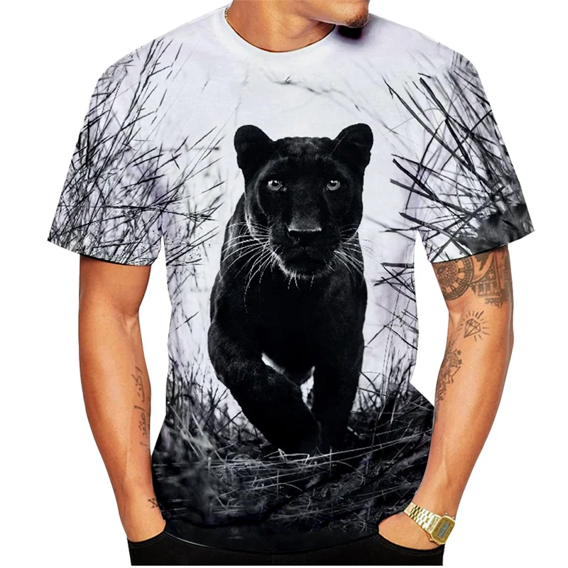 Summer New Panther Print T-shirt Men\'s Women\'s Animal Pattern Short Sleeve Casual Street Men\'s Tops O-Neck Quick Drying T-shirts