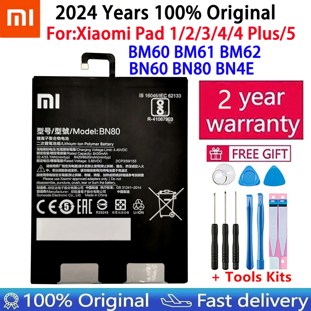 100% Orginal Tablet Replacement Battery For Xiaomi Pad 1 2 3 4 4  Plus 5 Mipad 1 2 3 4 4Plus 5 High Capacity Batteries +Tools