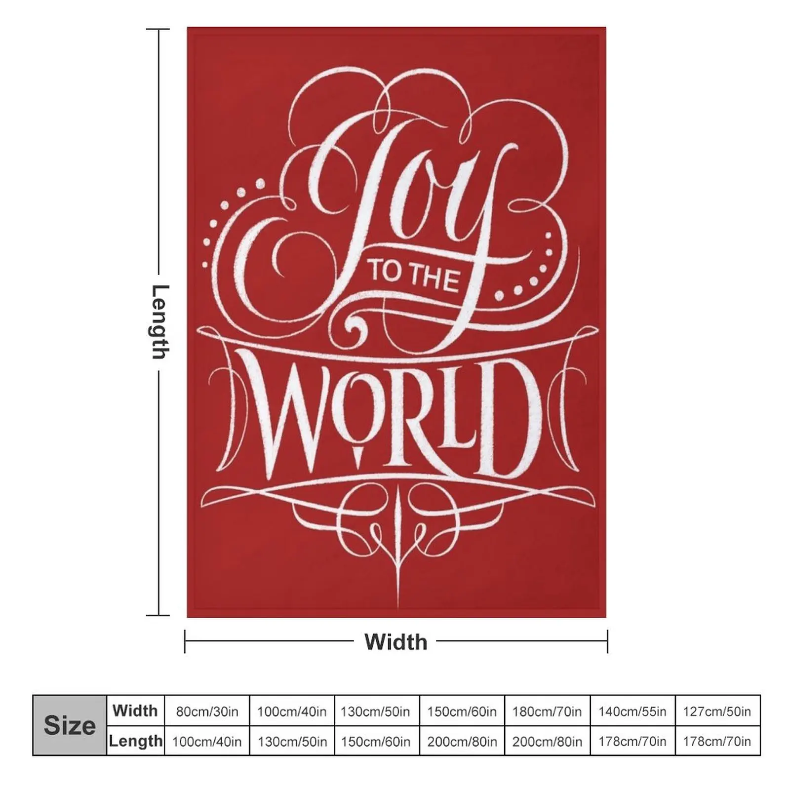 Joy to the World - Christmas Chalk Calligraphy Lettering - Red Throw Blanket wednesday funny gift Cute Plaid Hair Blankets