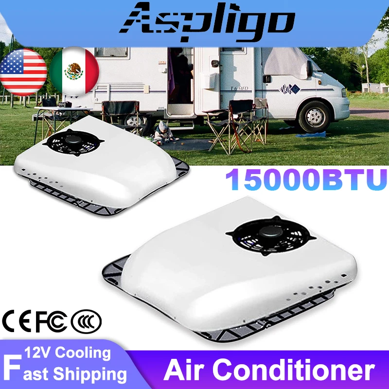 

Электрический ультратонкий кондиционер Aspligo на крыше для автофургона, 12 В, охлаждение, парковка, кондиционер и кондиционер, мощный конденсационный радиатор