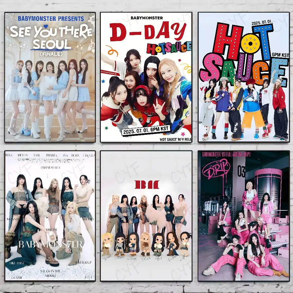

Popular Korea Band Kpop B-Babymonster Poster Painting Stickers Dorm Living Room Wall Decoration Gift Home Art Aesthetic