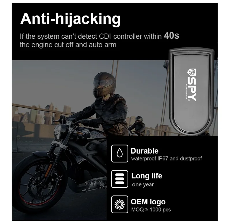 factory direct SPY Skooter Moto Bike Security Alarm Motorcycle Anti Thief System Alarm Motorcycle Burglar Alarm systems