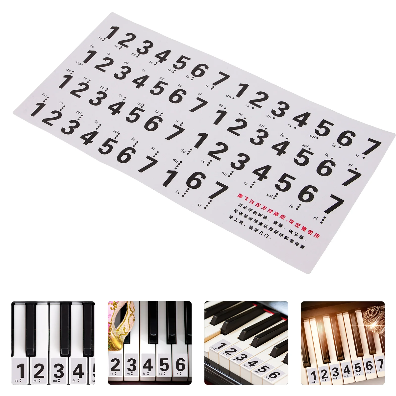 

Piano Keyboard Sticker Electronic Organ Music Instrument Supplies Decals Pvc Number Strip