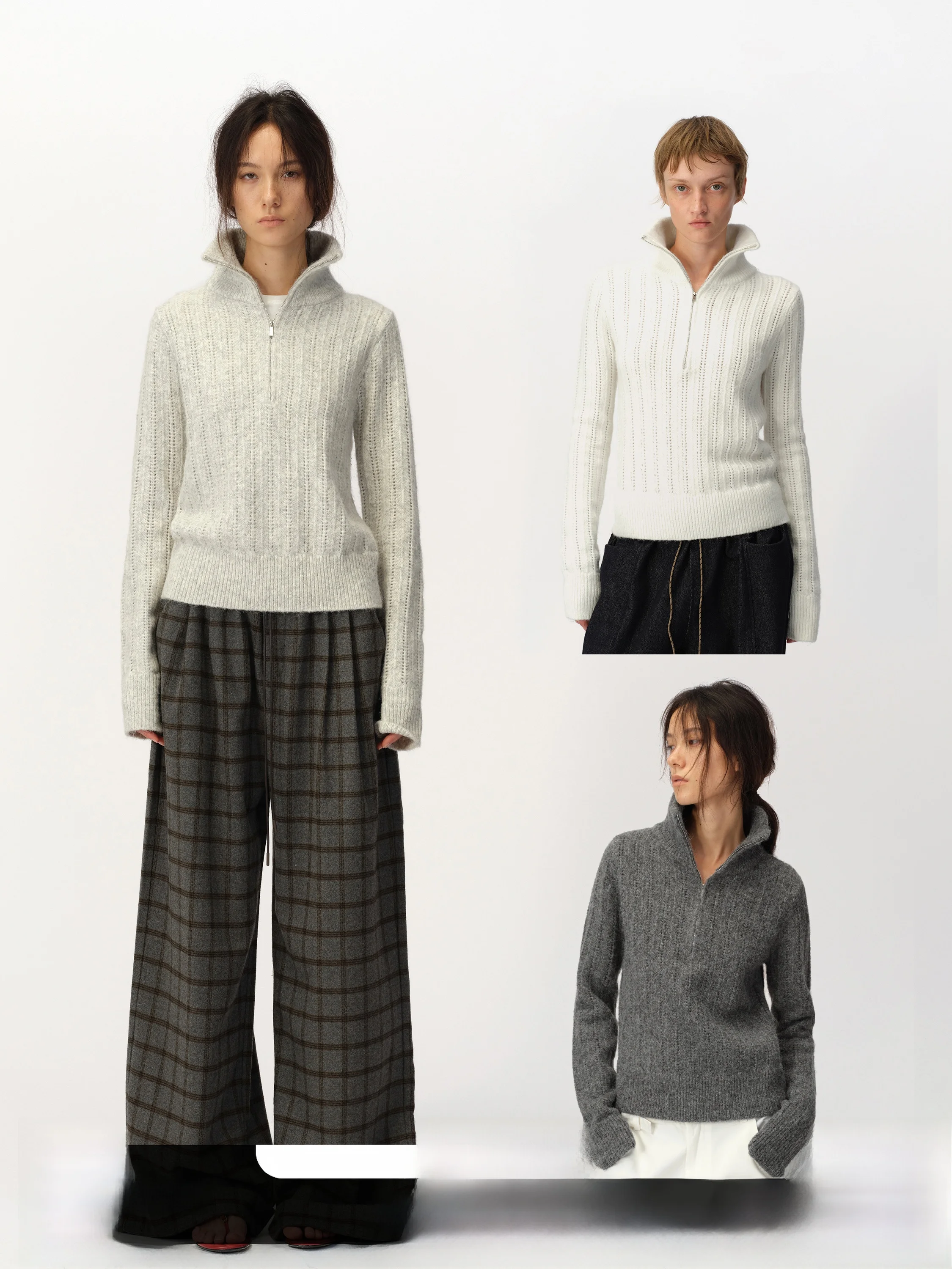 

SMIIILE Women's Knitted Sweater f Zip High Collar Autumn Winter Warmth Flattering Slim Fit Knitwear Commute Sle