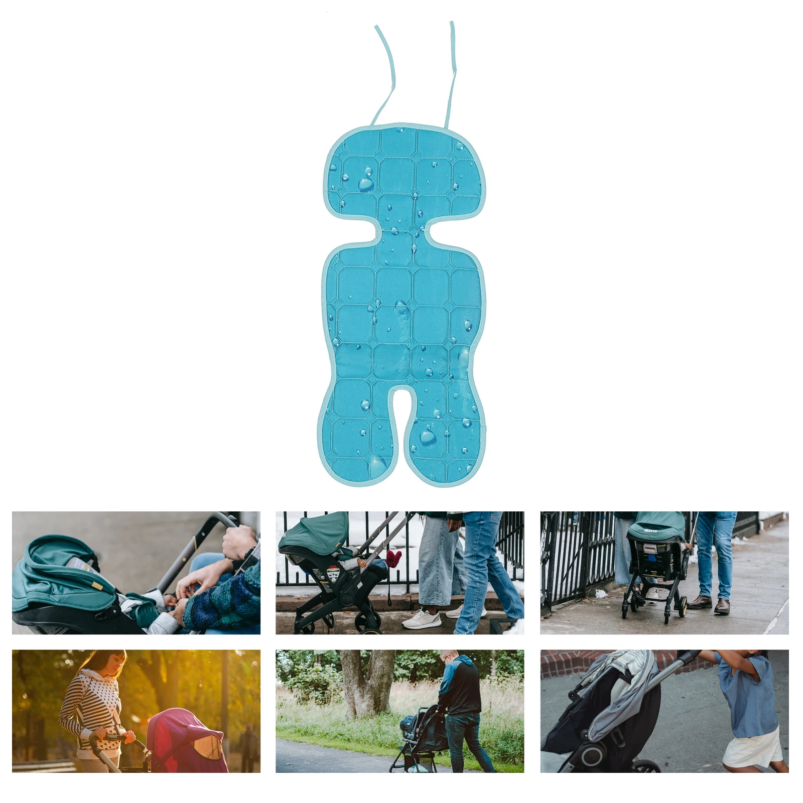 

Baby Stroller Mat Ice Silk Cooling Emulsion Latex Pad Breathable Summer Coral Green Washable Car Seat Liner Baby Cooling Cushion
