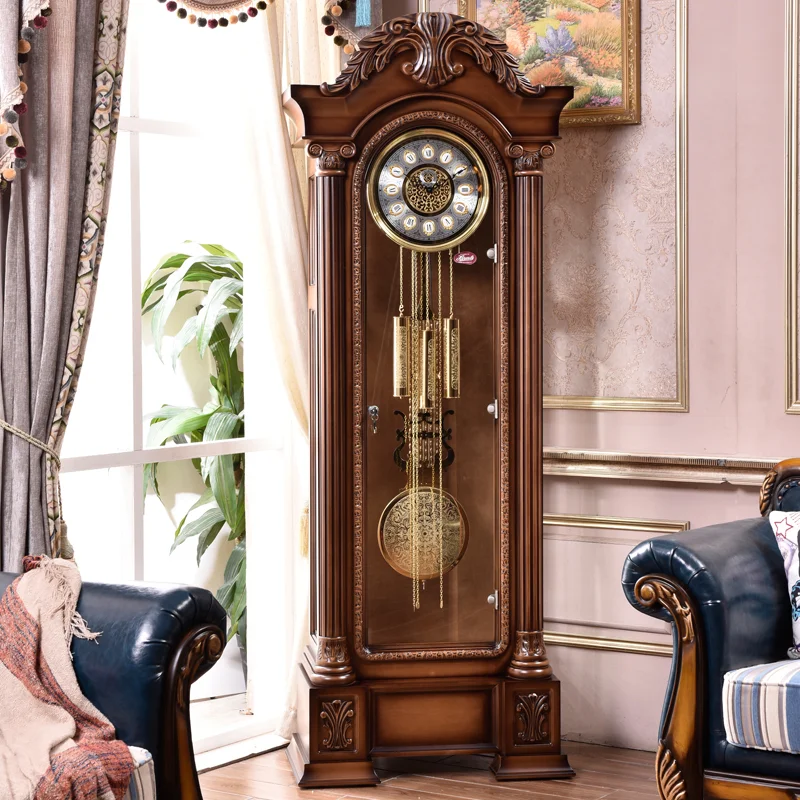 

Floor clock European-style villa vertical living room clock Chinese retro American pendulum clock classical