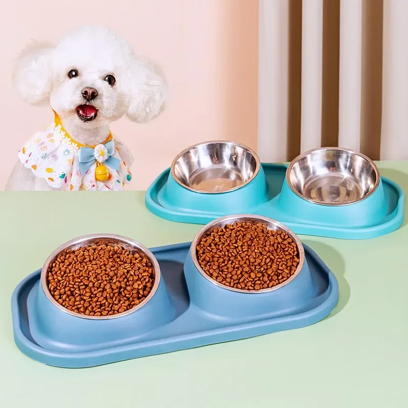 

Dog Food Bowl Neck Protector Dog Water Bowl Detachable Double Bowls for Dogs Feeding Stainless Steel Cat Food Bowls Pet Supplies